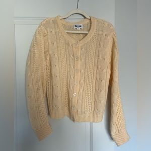 Rouje butter yellow cable knit cardigan, no damage, size FR 38, fit small/med